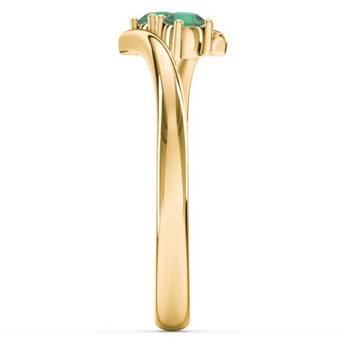 2 Birthstone Bypass Ring – 18K Gold Plated Silver with Emerald