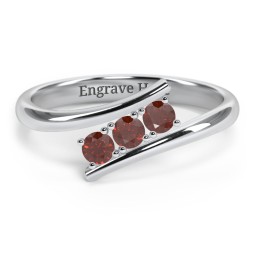 3 Birthstone Bypass Ring