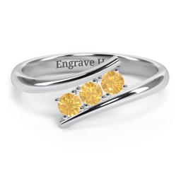 3 Birthstone Bypass Ring