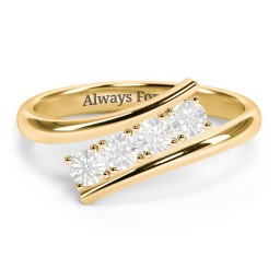 4 Birthstone Bypass Ring in 18K Gold Plated Silver with Cubic Zirconia