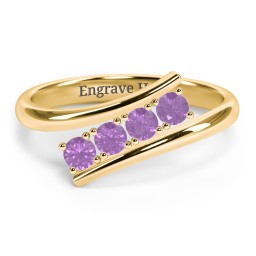 4 Birthstone Bypass Ring in 18K Gold Plated Silver with Amethyst