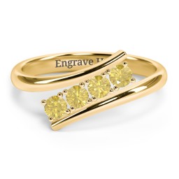 4 Birthstone Bypass Ring in 18K Gold Plated Silver with Citrine