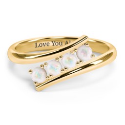 4 Birthstone Bypass Ring in 18K Gold Plated Silver with Opal