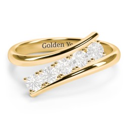 5 Birthstone Bypass Ring in 18K Gold Plated Silver with Cubic Zirconia