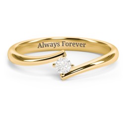 Birthstone Bypass Ring in 18K Gold Plated Silver with Cubic Zirconia