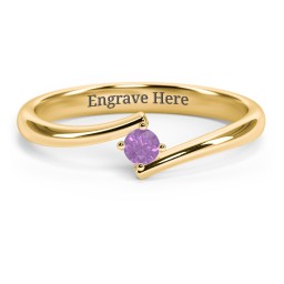 Birthstone Bypass Ring in 18K Gold Plated Silver with Amethyst