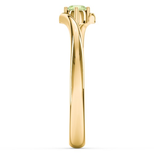 Birthstone Bypass Ring – 18K Gold Plated Silver with Peridot