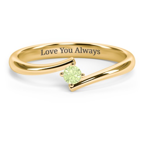 Birthstone Bypass Ring – 18K Gold Plated Silver with Peridot
