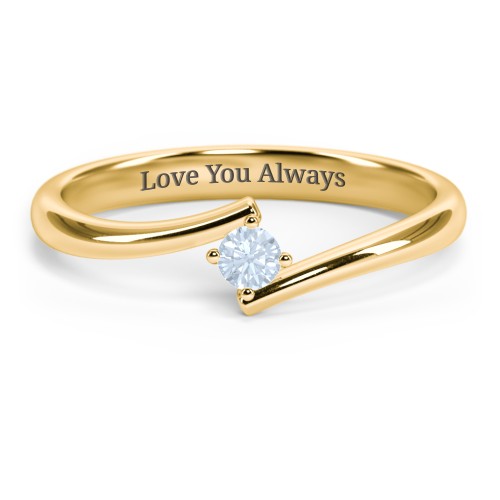 Birthstone Bypass Ring – 18K Gold Plated Silver with Aquamarine