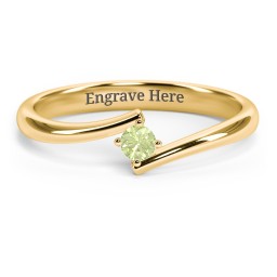 Birthstone Bypass Ring in 18K Gold Plated Silver with Peridot