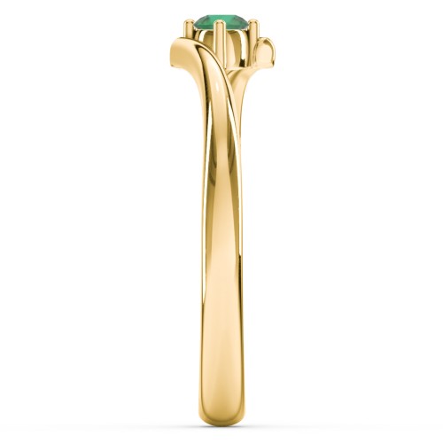 Birthstone Bypass Ring – 18K Gold Plated Silver with Emerald