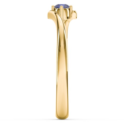 Birthstone Bypass Ring – 18K Gold Plated Silver with Blue Sapphire