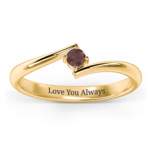 Birthstone Bypass Ring – 18K Gold Plated Silver with Garnet