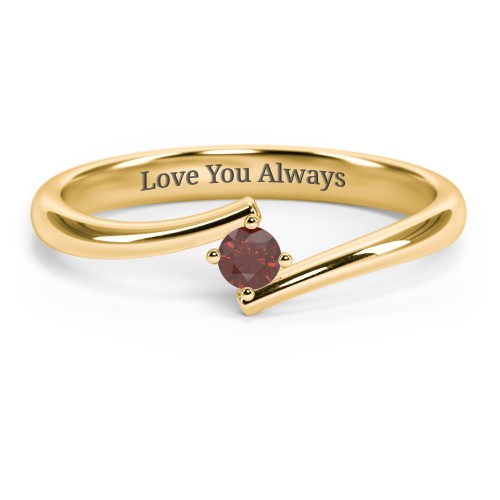 Birthstone Bypass Ring – 18K Gold Plated Silver with Garnet