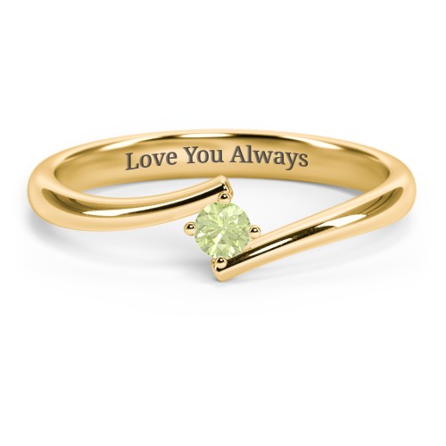 Birthstone Bypass Ring – 18K Gold Plated Silver with Peridot