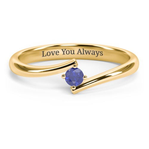 Birthstone Bypass Ring – 18K Gold Plated Silver with Blue Sapphire