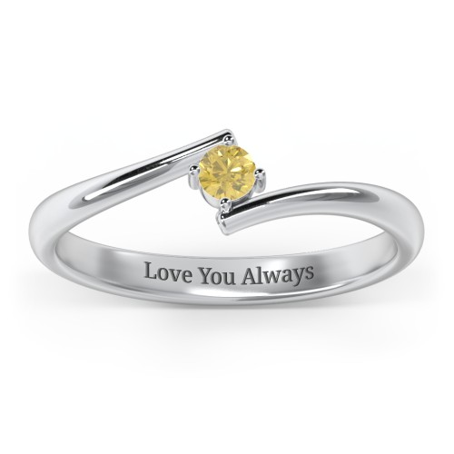 Birthstone Bypass Ring – Sterling Silver with Citrine