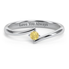 Birthstone Bypass Ring – 10K White Gold with Citrine