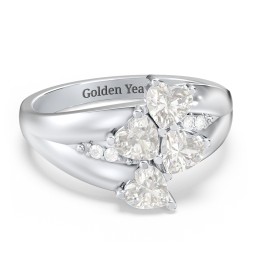 Multi-Heart Split-Band Ring in 925 Sterling Silver with Cubic Zirconia