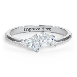 Pair of Hearts Gemstone Promise Ring with Accent Stones