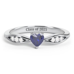 Heart Gemstone Promise Ring with Trio Set Accent Stones