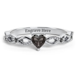 Twisted Vine Gemstone Heart Promise Ring with Accent Stones