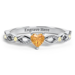 Twisted Vine Gemstone Heart Promise Ring with Accent Stones