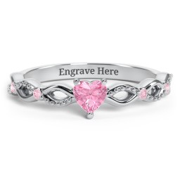 Twisted Vine Gemstone Heart Promise Ring with Accent Stones