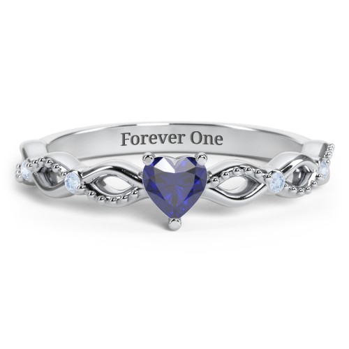 Twisted Vine Gemstone Heart Promise Ring with Accent Stones