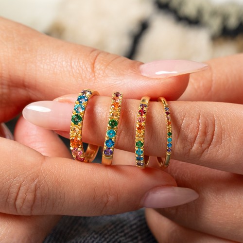 Rainbow Stackable Ring - 2.5mm – Sterling Silver with Topaz - Rainbow