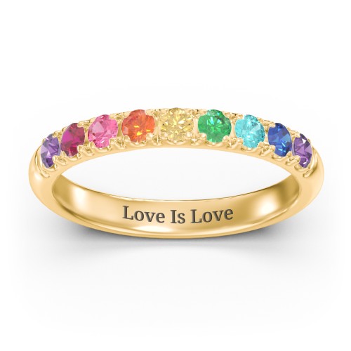 Rainbow Stackable Ring - 2.5mm – 10K Yellow Gold with Topaz - Rainbow
