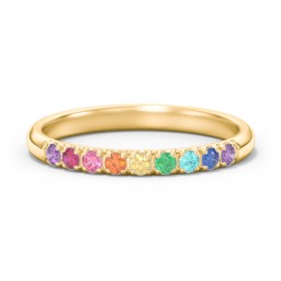 Rainbow Stackable Ring - 2mm in 10K Solid Yellow Gold with Topaz - Rainbow