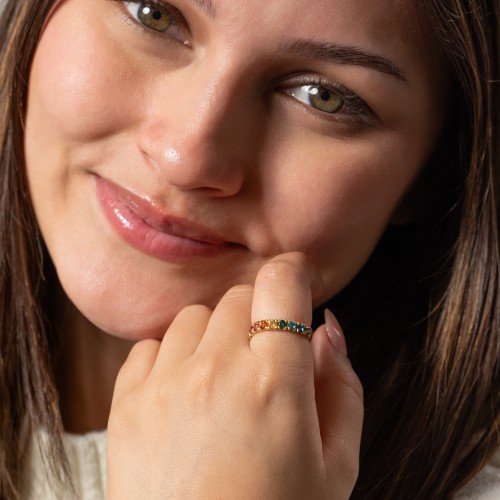 Rainbow Stackable Ring - 3mm – Sterling Silver with Topaz - Rainbow