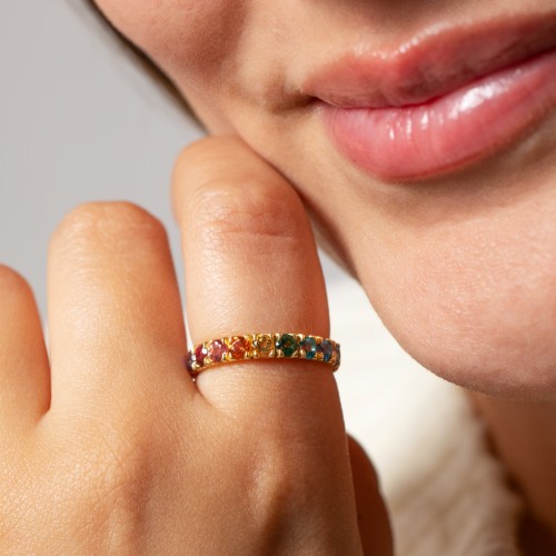 Rainbow Stackable Ring - 3mm – Sterling Silver with Topaz - Rainbow