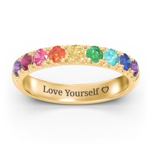 Rainbow Stackable Ring - 3mm – 10K Yellow Gold with Topaz - Rainbow