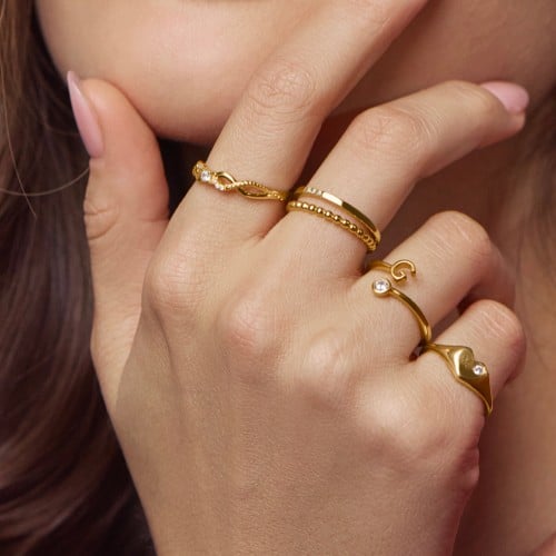 Initial & Birthstone Bypass Ring