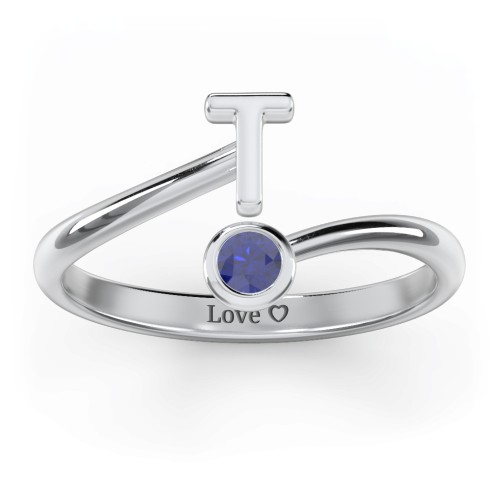 Initial & Birthstone Bypass Ring
