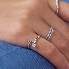 Initial & Birthstone Bypass Ring