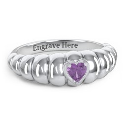 Croissant Dome Ring with Heart Gemstone