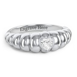 Croissant Dome Ring with Heart Gemstone