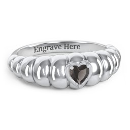 Croissant Dome Ring with Heart Gemstone