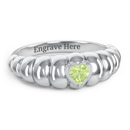 Croissant Dome Ring with Heart Gemstone