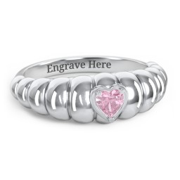 Croissant Dome Ring with Heart Gemstone