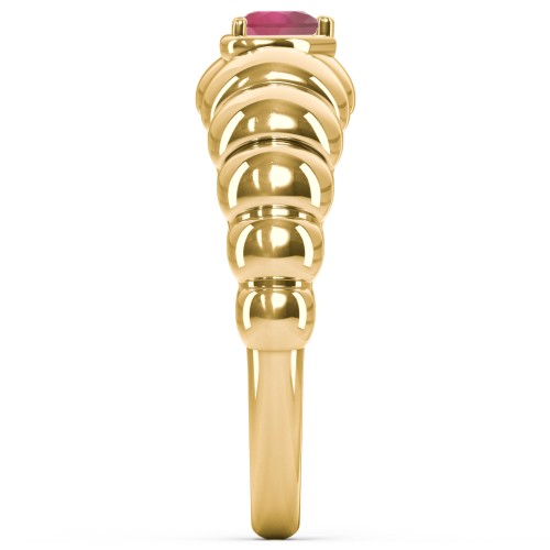 Croissant Dome Ring with Heart Gemstone – 18K Gold Plated Silver with Ruby