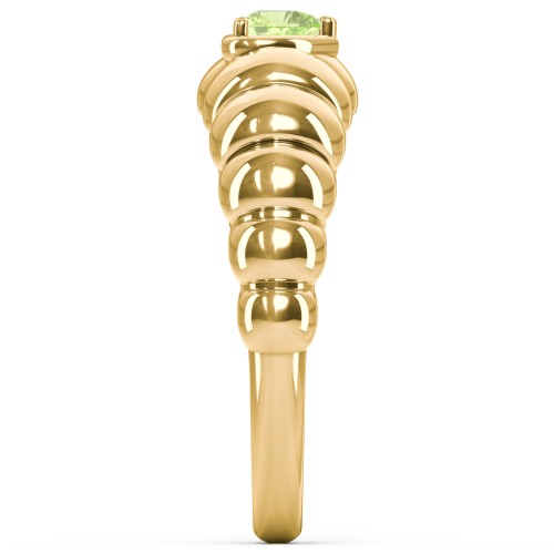 Croissant Dome Ring with Heart Gemstone – 18K Gold Plated Silver with Peridot