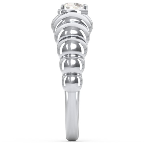 Croissant Dome Ring with Heart Gemstone – Sterling Silver with Cubic Zirconia