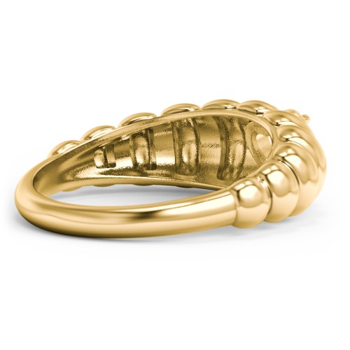 Croissant Dome Ring with Heart Gemstone – 18K Gold Plated Silver with Blue Sapphire