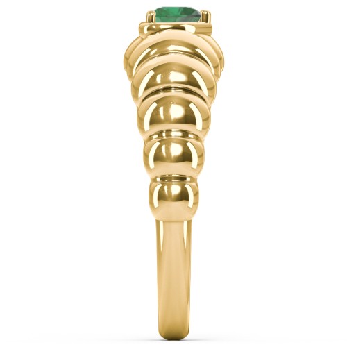 Croissant Dome Ring with Heart Gemstone – 18K Gold Plated Silver with Emerald