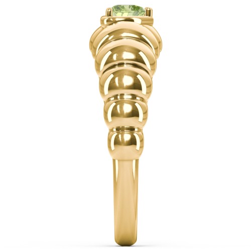 Croissant Dome Ring with Heart Gemstone – 18K Gold Plated Silver with Peridot