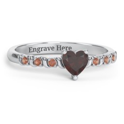 Solitaire Heart Gemstone Ring with Side Accent Stones